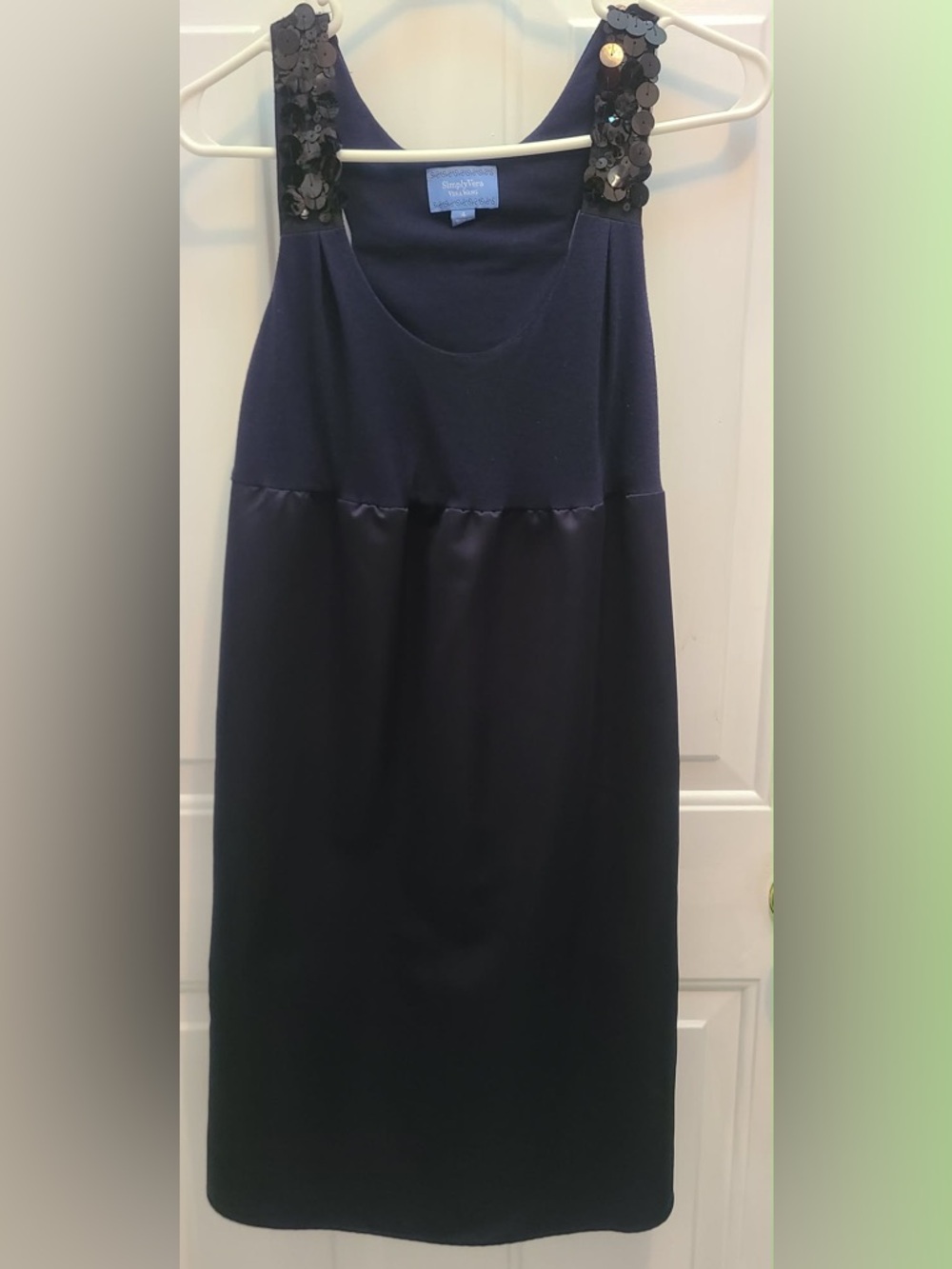 Simply Vera Vera Wang Navy and Black Midi Dress with Embellished Straps - Picture 5 of 16